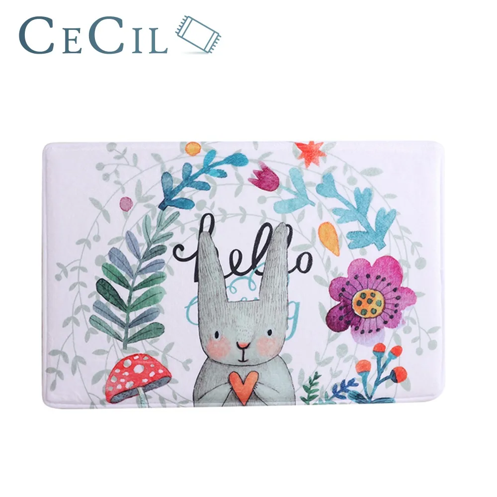 

Rabbit Floor Mats Absorbent Anti-Slip Mat Soft Kitchen Washable Bedside Long-striped Carpet Living Room Anti-Slip Tapete
