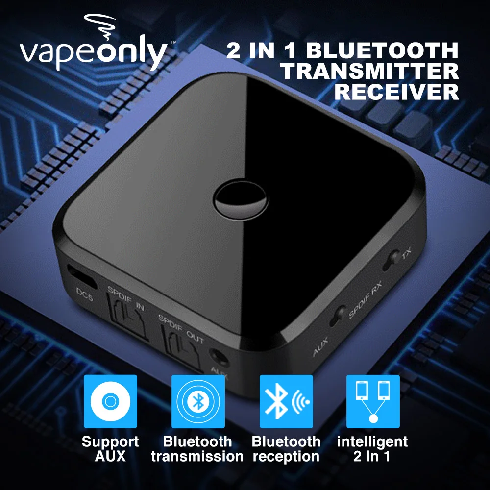 

Vapeonly 2In1 Bluetooth Transmitter Receiver Wireless Audio Adapter W/Optical Toslink/SPDIF/3.5mm Stereo Output Support SBC RX