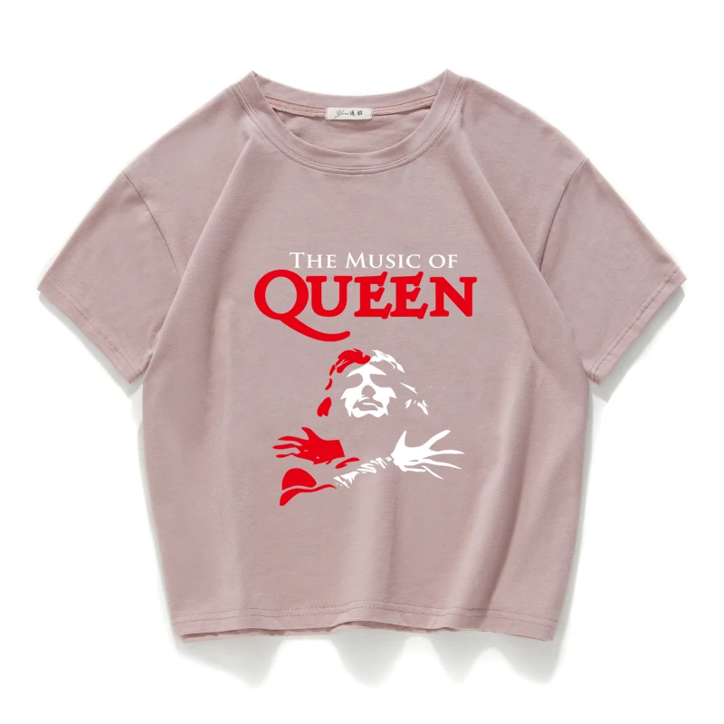 Блестящая рок-группа футболка с надписью Queen shirt femme хлопковая уличная футболка Фредди Меркурий женские топы хипстерский укороченный топ Женская одежда