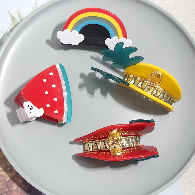 

Flatfoosie New Resin Fruit Shaped Cute Hair Clips Hair Wedding Hair Accessories Party Girls Acrylci Handmade Hair Pins Bobby