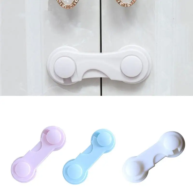 

5 Pcs Children Drawer Cupboard Refrigerator Door Desk Plastic Protection Locking Baby Kids Straps Safety Cabinet Locks 3 Color