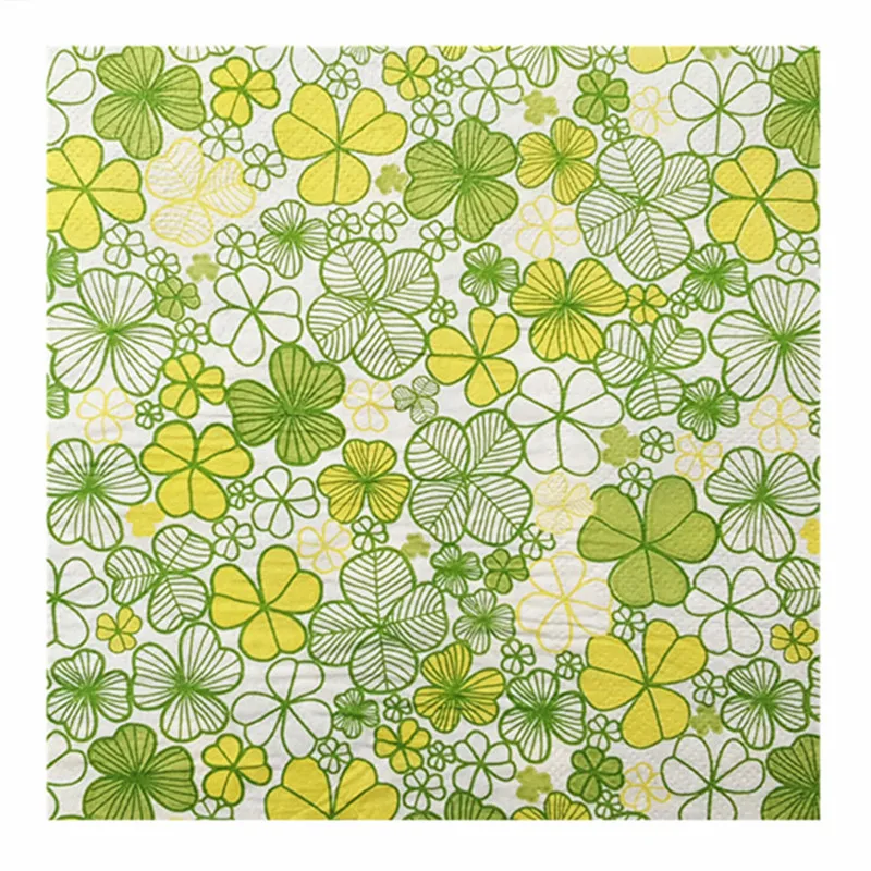 

20 paper napkins tissue lucky grass printed blue green yellow red flower vintage decoupage wedding party dinner guardanapos dec