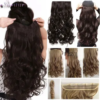 S-noilite Long wavy Clip in One Piece Hair Extension half head real natural hair Synthetic clip in Hairpiece for women 1