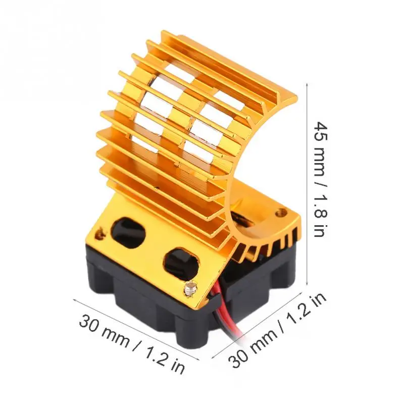 Радиатор охлаждения двигателя с охлаждающим вентилятором для 1/10 весы Электрический радиоуправляемый автомобильный радиатор Топ вентилируемый 380/390 двигатель Buggy Crawler комплект - Цвет: Gold