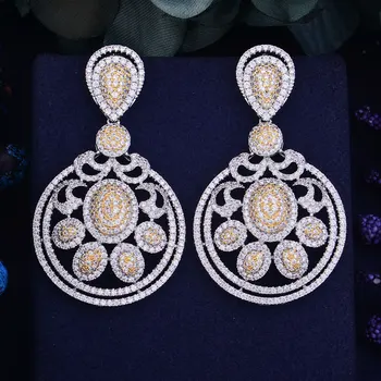 

GODKI 58mm Luxury Popular Sunflower Full Mirco Paved Cubic Zirconia Naija Wedding Earring Fashion Jewelry for Women