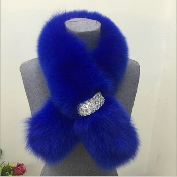 

Length 90cm High-end Fashion Fox Fur Scarf Winter Neck Warm Muffler 100% Natural Real Fox Fur Scarf Women