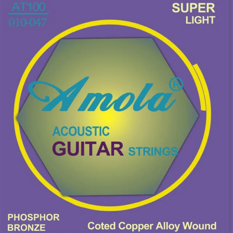 Amola. 010-.047 AT100 Струны для акустической гитары струны из фосфористой бронзы для акустических аксессуары для гитары