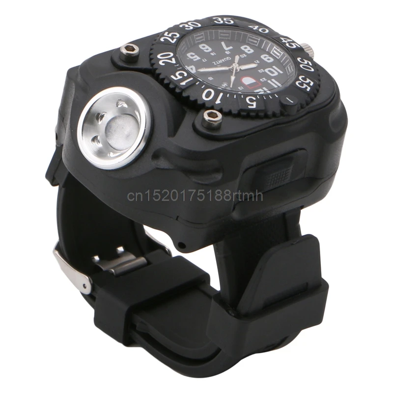 

Free delivery Tactical LED quartz Wrist Watch Torch USB Rechargeable Outdoor Camping