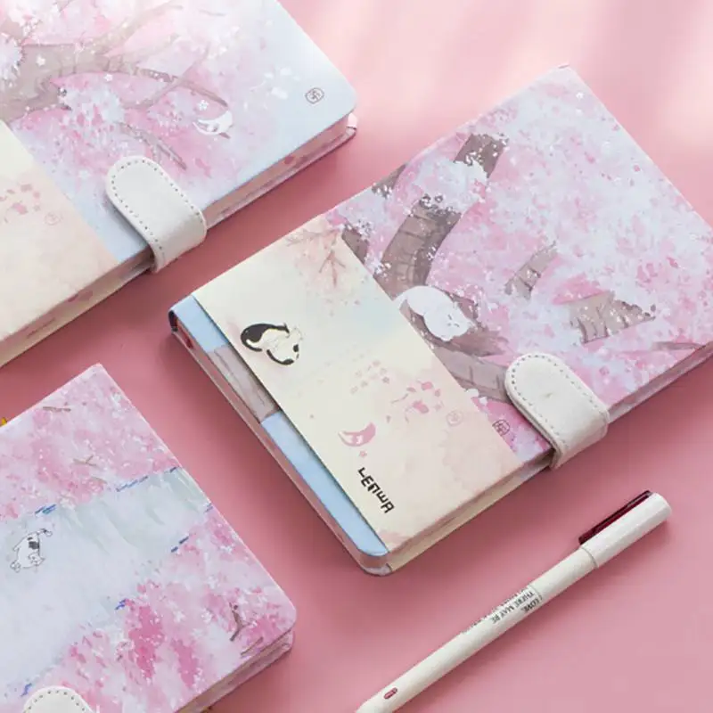 

Cherry Blossom Pattern Writing Notebook Diary with Magnetic Clasp Touched comfortably sturdy hard cover protects your art for
