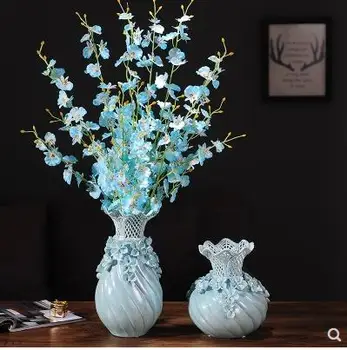 

Creative blue ceramic vase, home office tabletop decorations, beautiful craft porcelain gifts