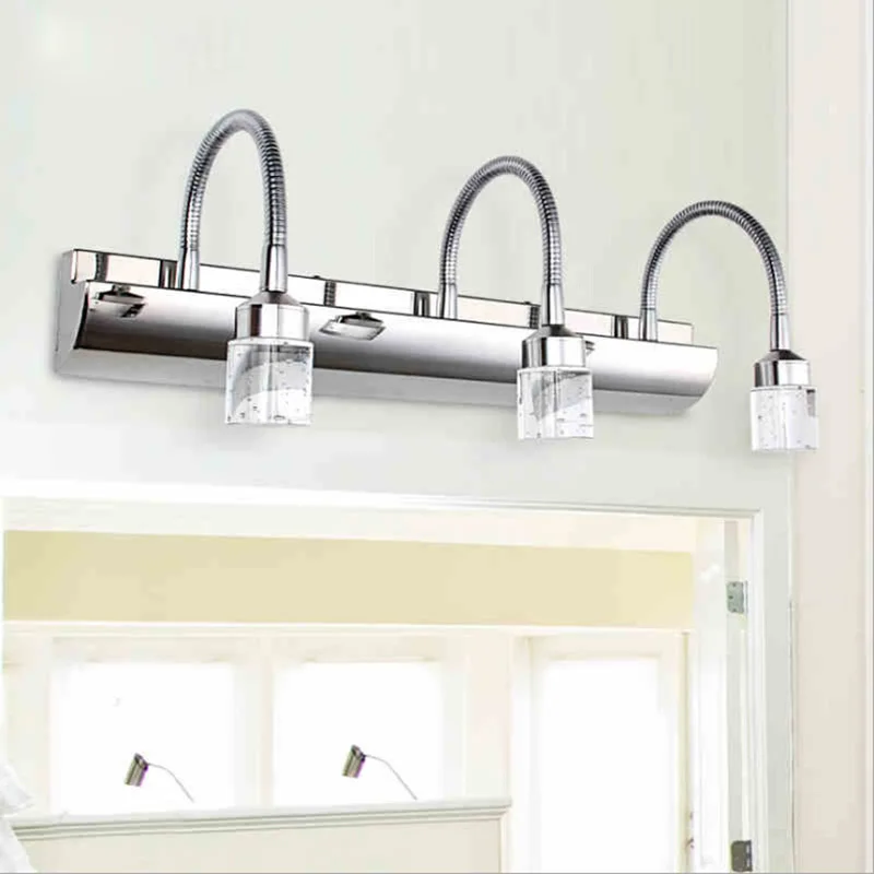 

Crystal Bathroom Light Fixtures Stainless Steel Led Bath Vanity Wall Sconces Light