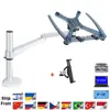 360 Rotation Aluminum Alloy 2 in 1 Tablet PC Holder + Laptop Stand Holder Dual Arm Office Desktop Lapdesk Bracket OA-1S ► Photo 1/6