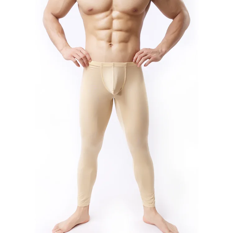 Sexy Nylon Trousers Men's Casual Interest Close-Fitting Comfortable U Convex Pouch Ultra-Thin Sleep Bottoms Male Erotic Lingerie 249