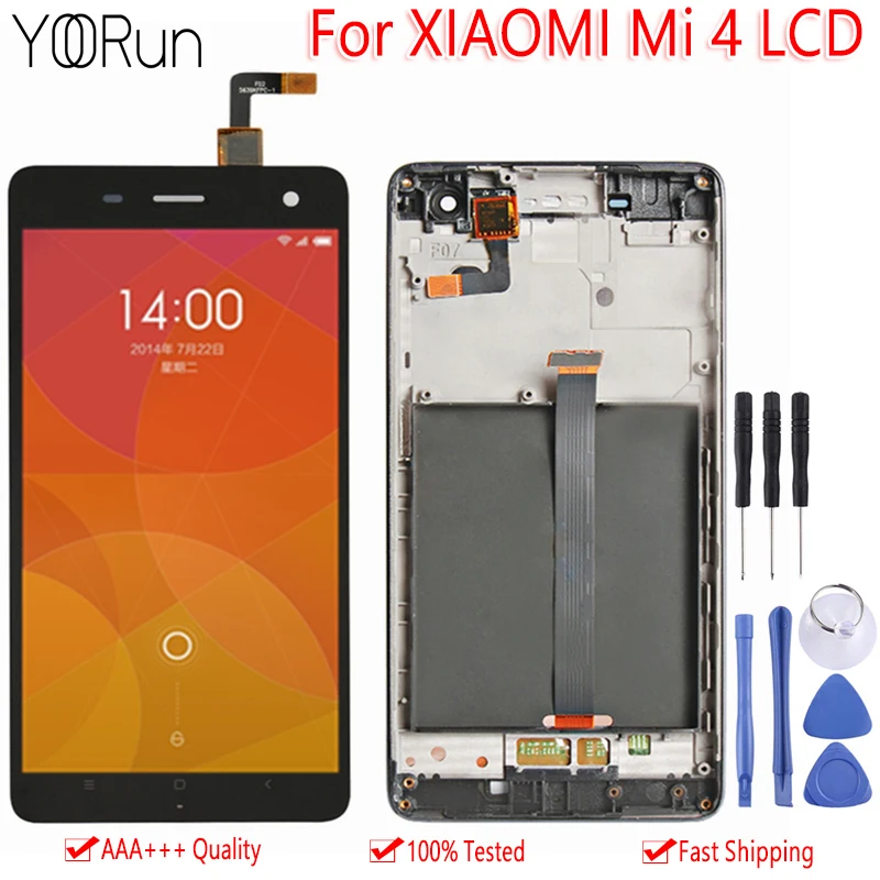 

5.0" For Xiaomi Mi 4 LCD Display Touch Screen With Frame Digitizer Assembly For Xiaomi Mi4 LCD Replacement 100% Tested