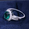 Huitan-anillos de boda de la serie de plantas románticas, anillo de compromiso de estilo europeo Vintage con piedra verde brillante, forma de flor de lujo ► Foto 2/5