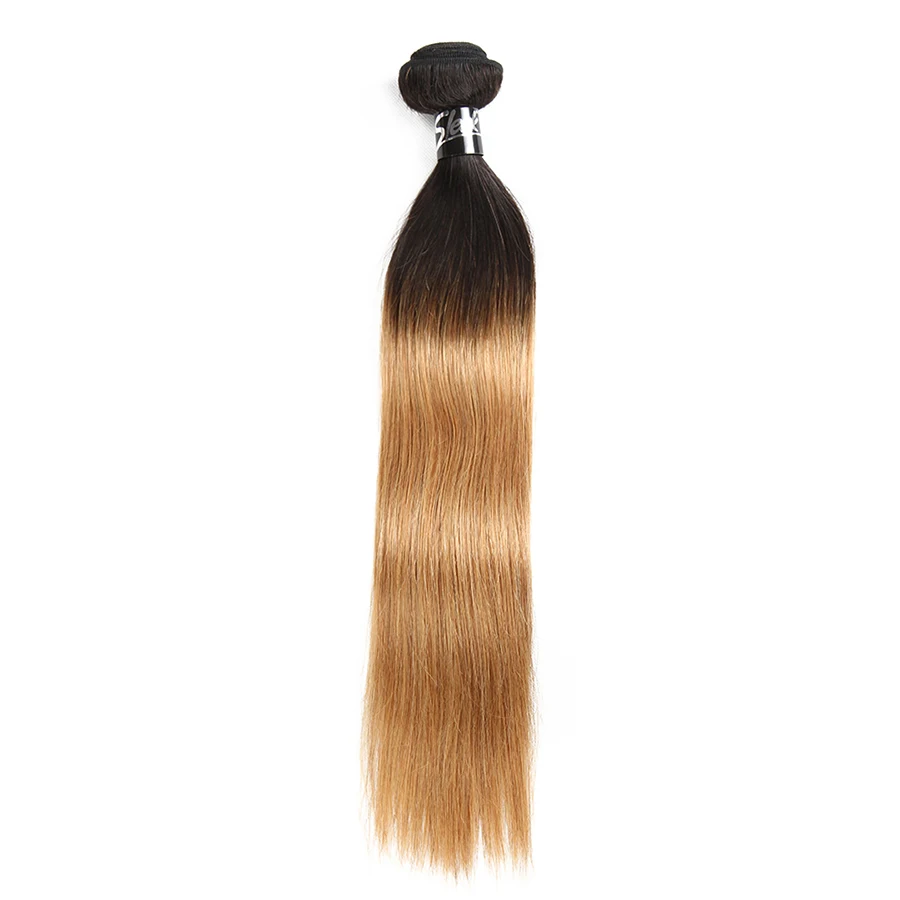 Гладкий Омбре бразильские волосы прямые 1B/30 1B/27 1B/99J человеческие волосы переплетения пучки Дело два тона remy волосы 1 шт. уток для наращивания - Цвет: T1B/27