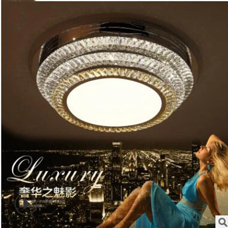 

New round living room lamp Modern minimalist led ceiling light Bedroom light line cutting crystal lamp