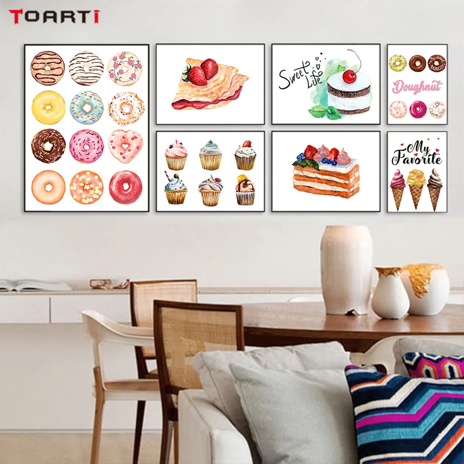 Delicious Cupcake Bread Donut Wall Art PosterPrints Modular Wall