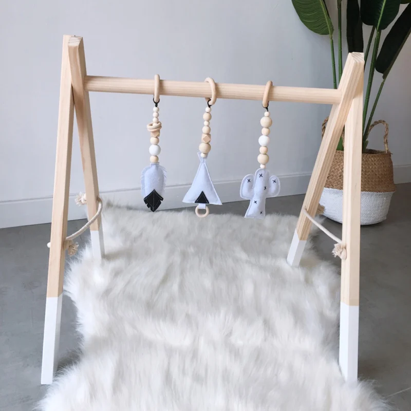 

Nordic Style Cartoon Solid Wood Felt Fitness Equipment Hanging Decoration Children Room Decoration