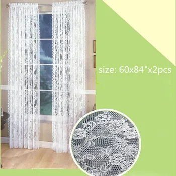 

Lace Floral Door Window Curtain 2PCS 152x160cm Room Drape Panel Voile Tulle Sheer Scarf Valance Bedroom Curtains T6#