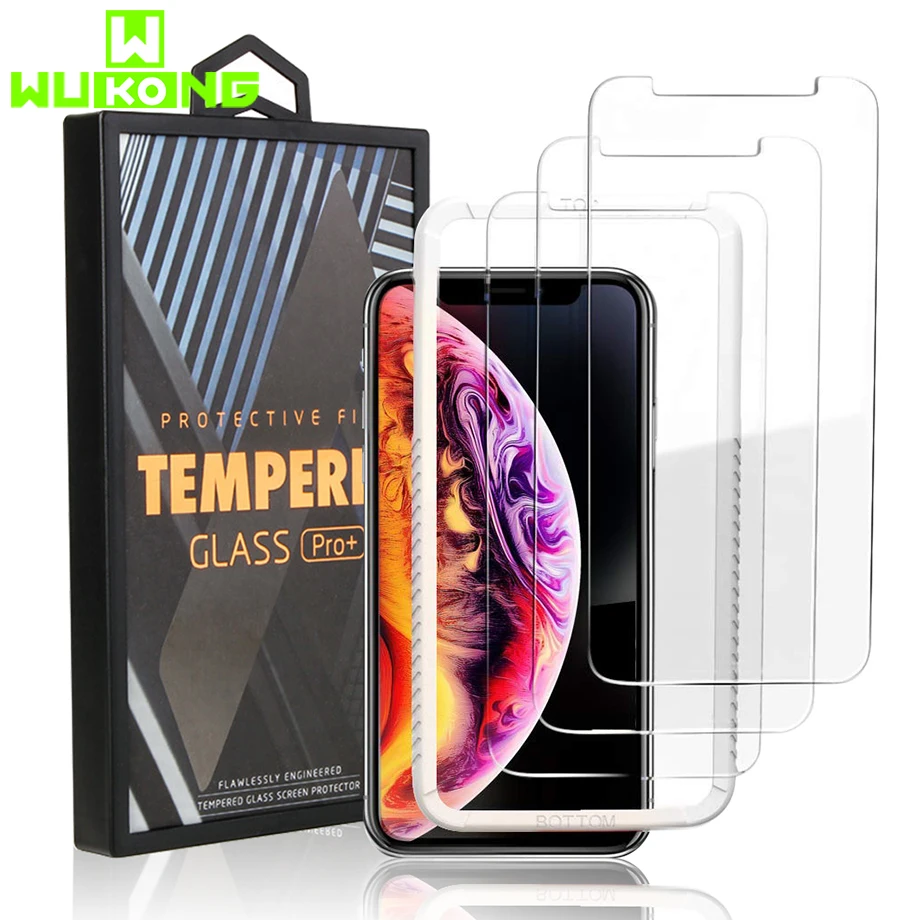 

WuKong 3 Packs Screen Protector for Apple iPhone Xs Max 0.25mm for iPhone XR Tempered Glass Advanced Clarity Work with Most Case