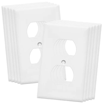 

Double Wall Panel Kit Home Power Socket Cover, 1-Gang Standard Size, Unbreakable PC, White - 10 Pack Dual Port Replacement Soc