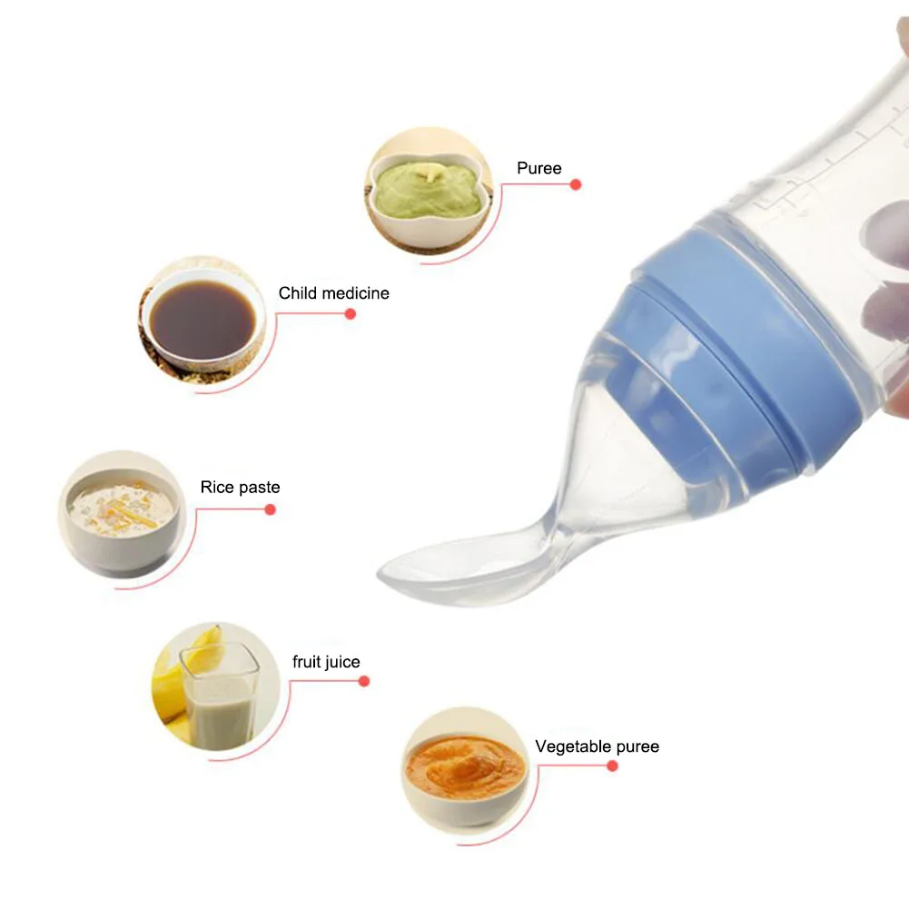 

120ml Leak-proof Newborn Baby Bottle Food Dispensing Spoon Juice Cereal Feeding Bottle Spoon Food Supplement