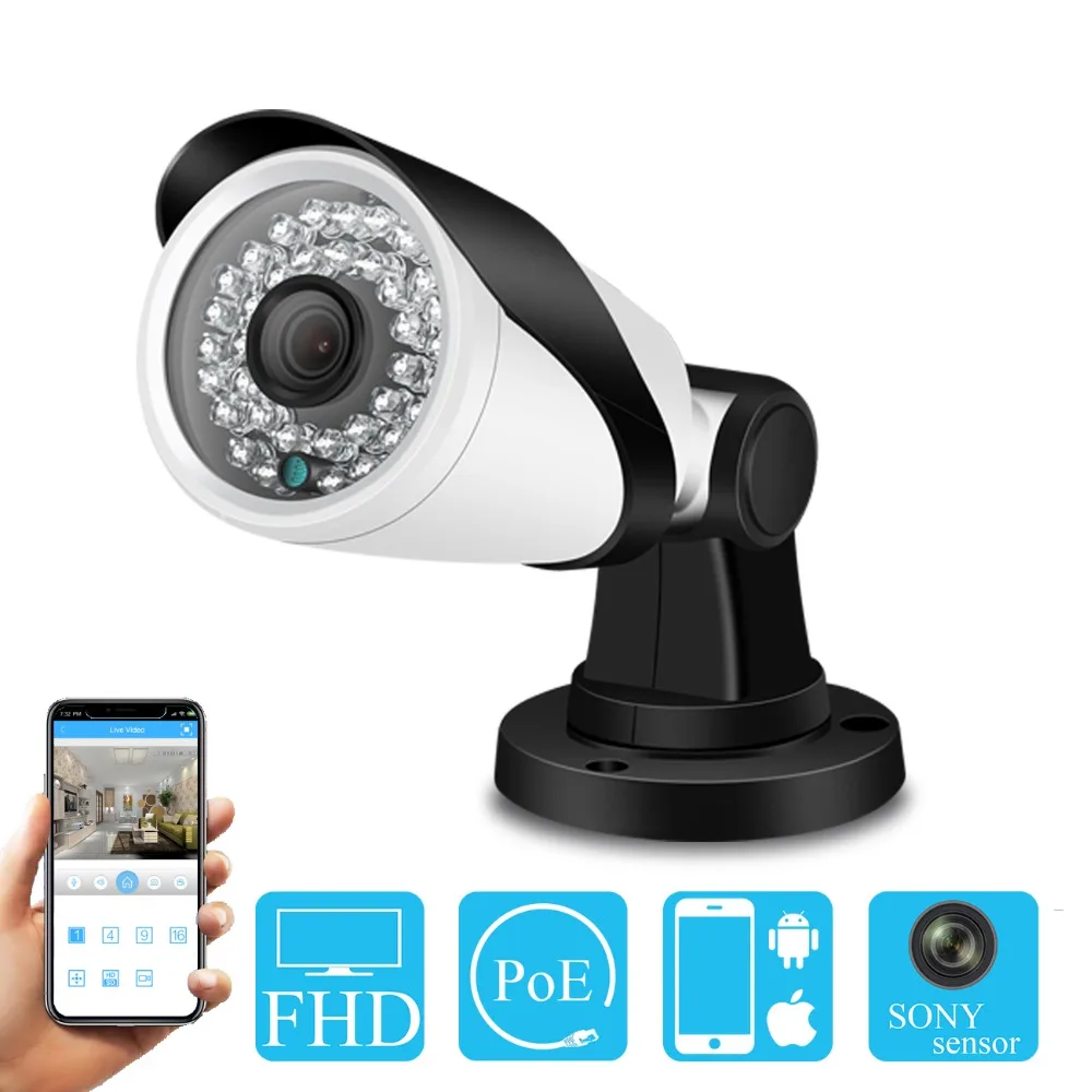 

BESDER HI3516E SONY IMX307 CCTV IP Camera 1080P 2MP PoE Wired Security Camera Motion detection Onvif IR Night Vision App XMEye