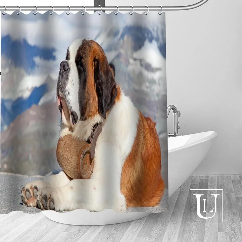 Большая Распродажа пользовательский сенбернар собака душевая занавеска с крючками для ванны водонепроницаемый из полиэстера ткань преобразите свой душ Шторы - Цвет: 20