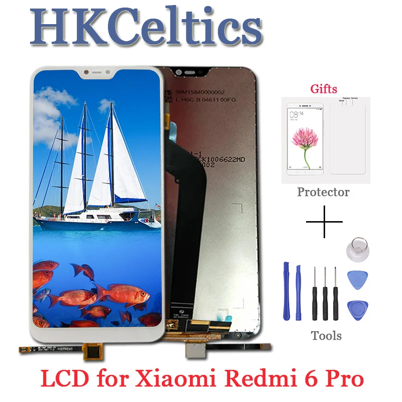 ЖК-дисплей для Xiaomi Mi A2 Lite с рамкой + дигитайзер сенсорного экрана в сборе Redmi 6 Pro