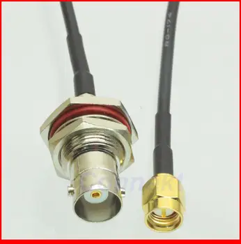 

5pcs/lot BNC female nut bulkhead to SMA male RG174 cable jumper pigtail 15cm