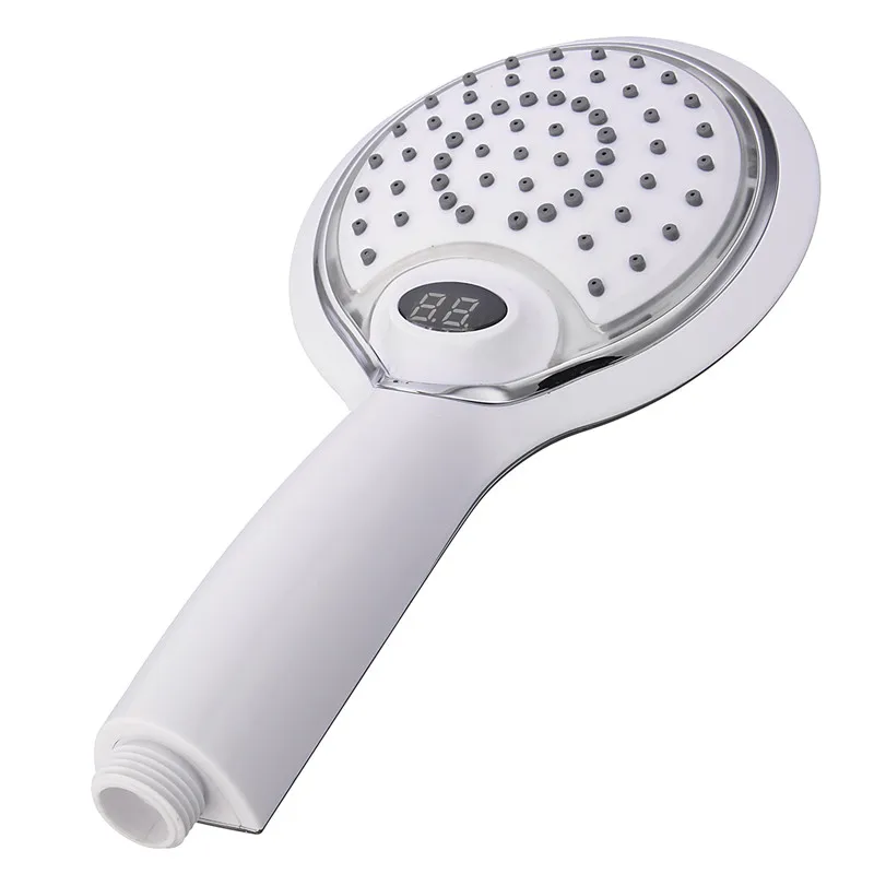 

1pc 3 Colors Change Water Powered Led Temperature Digital Display Handheld Bathroom Shower Head Showerhead Water Spray