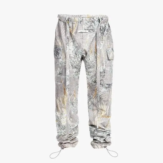 

19ss top Hip-hop Season 6 High Street Rope Strap Twill jeans with bunched legs Prairie Soul Camouflage men women PANTS Jeans