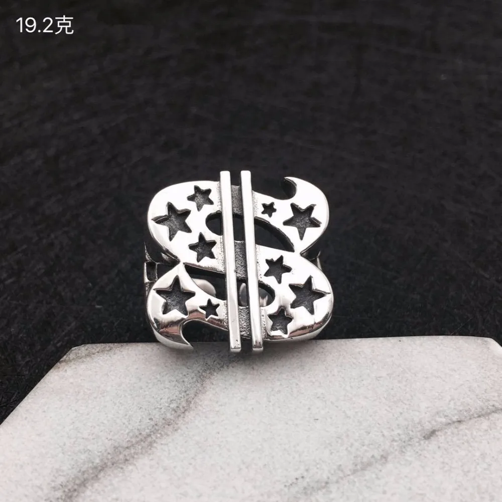 

Solid Silver 925 Rock Star Dollar $ Thick Band Rings Men Fashion Punk 925 Sterling Silver Men Jewelry Male Ring Size Adjustable