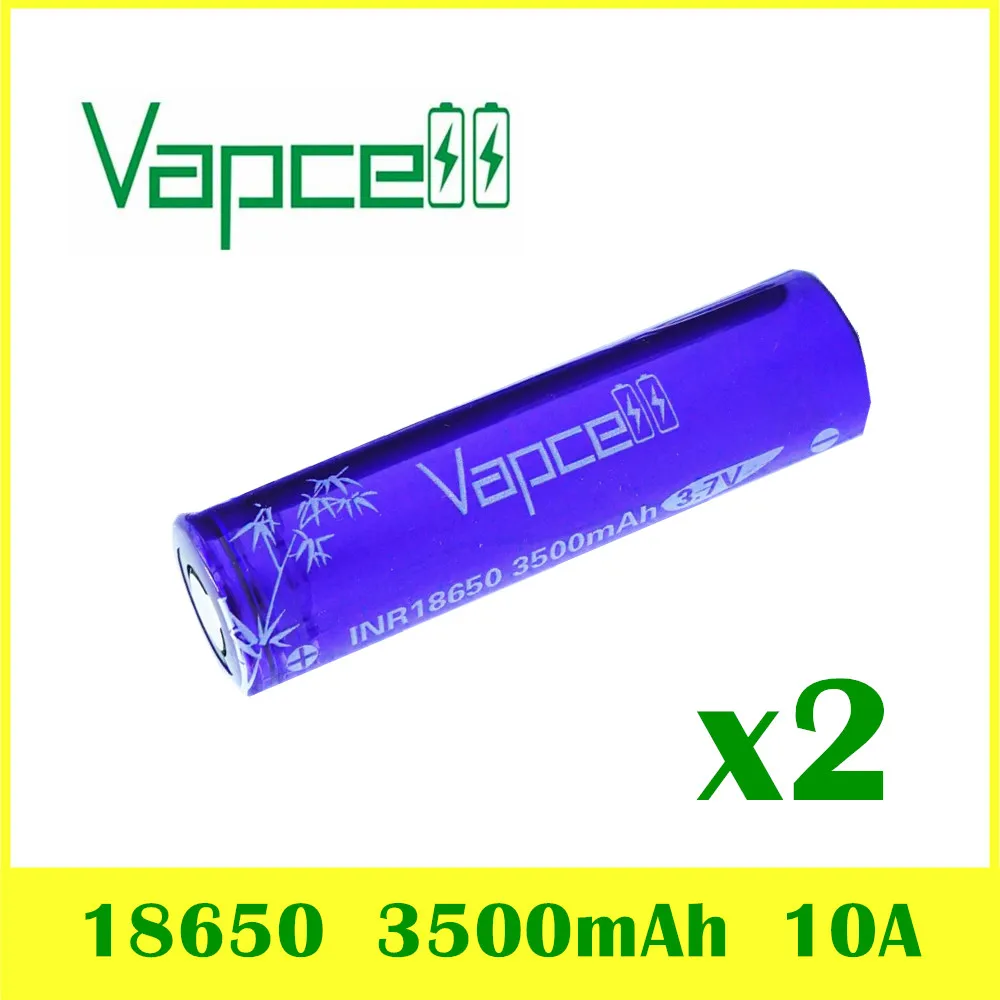 2pcs VAPCELL INR18650 3500mAh lithium battery 3.7Vrechargeable HIGH POWER continuous 10A electronic smoke E-CIG IMR BATTERY | Электроника