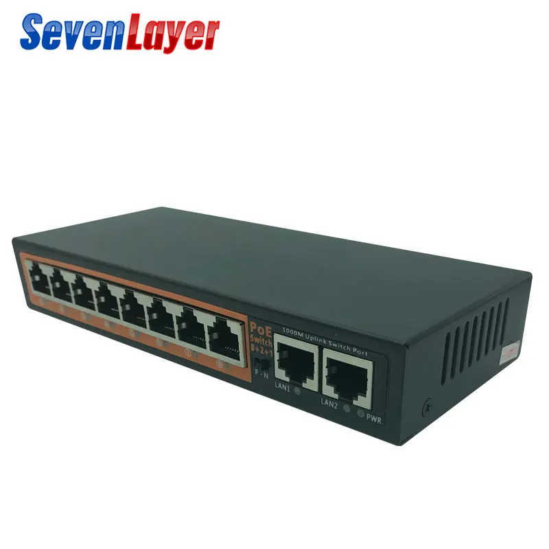 8 Порты RJ45 gigabit Ethernet-коммутатор питания через Ethernet 2 Uplink Fast Ethernet PoE коммутатор эфирной сети с медиумом 10* RJ45 10/100/1000 м