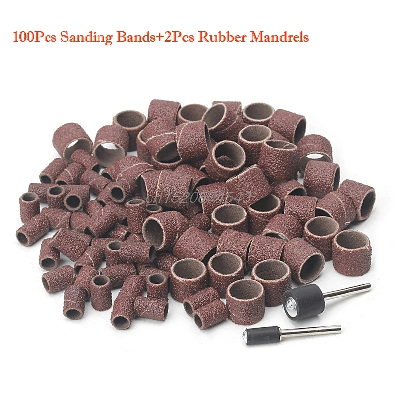 

100 Pcs 1/2" and 1/4" Sanding Band Sleevesand and Drum Kit Sandpaper Rubber 2 Mandrels R06 Whosale&DropShip