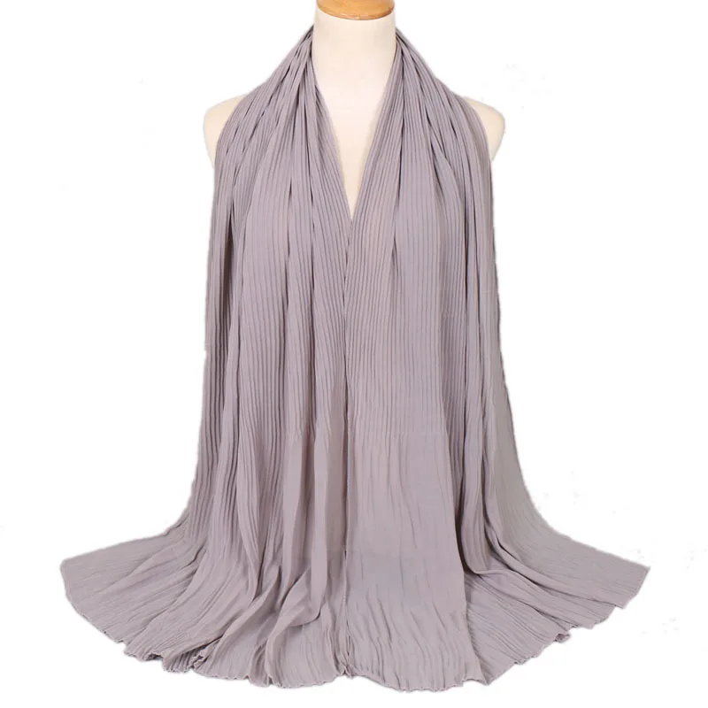 Мусульманские женщины Crinkle платок-Хиджаб Женский головной платок простой шифон исламский тюрбан современный шарф готов носить обернуть