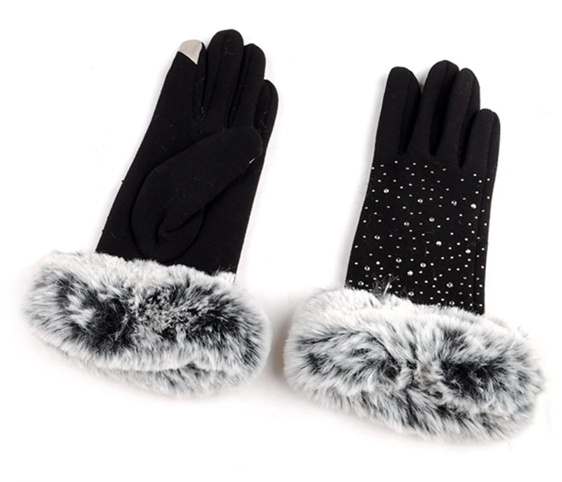 Зимние женские модные теплые толстые хлопковые перчатки, зимние Элегантные Перчатки для девушек, luvas femininas