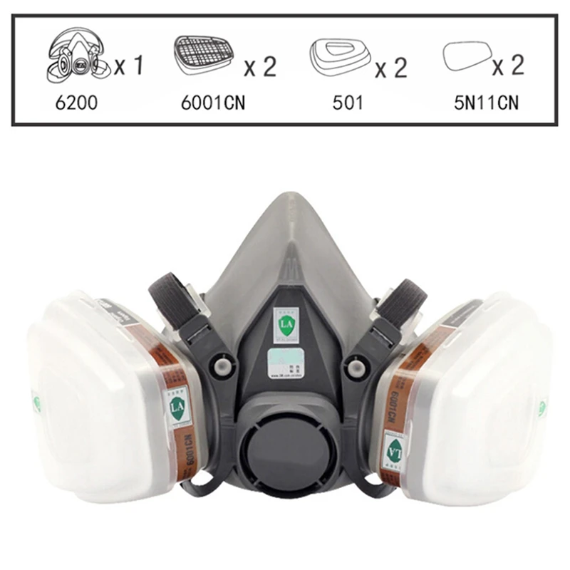 Beste 7 In 1 Pak Schilderen Spuiten Gas Masker Hetzelfde Voor 6200 Half Gezicht Gasmasker masker Anti fog Deeltjes chemische Bestrijdingsmiddelen Masker