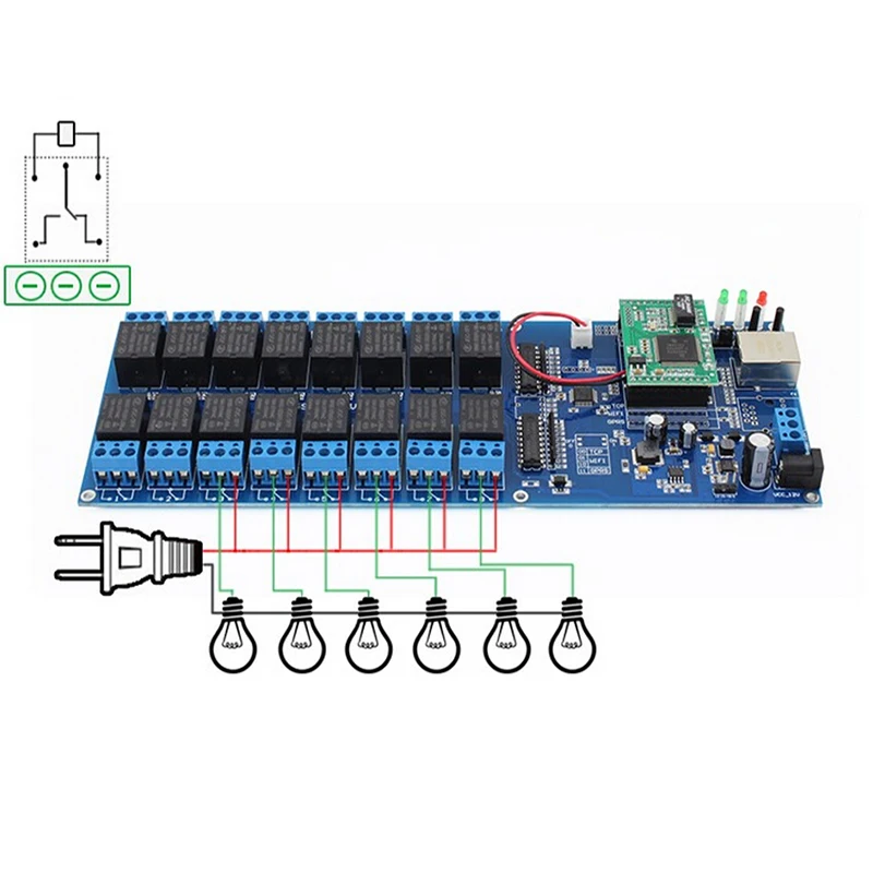 Стандартное сетевое реле Ethernet 16 канальный коммутационный модуль дистанционного