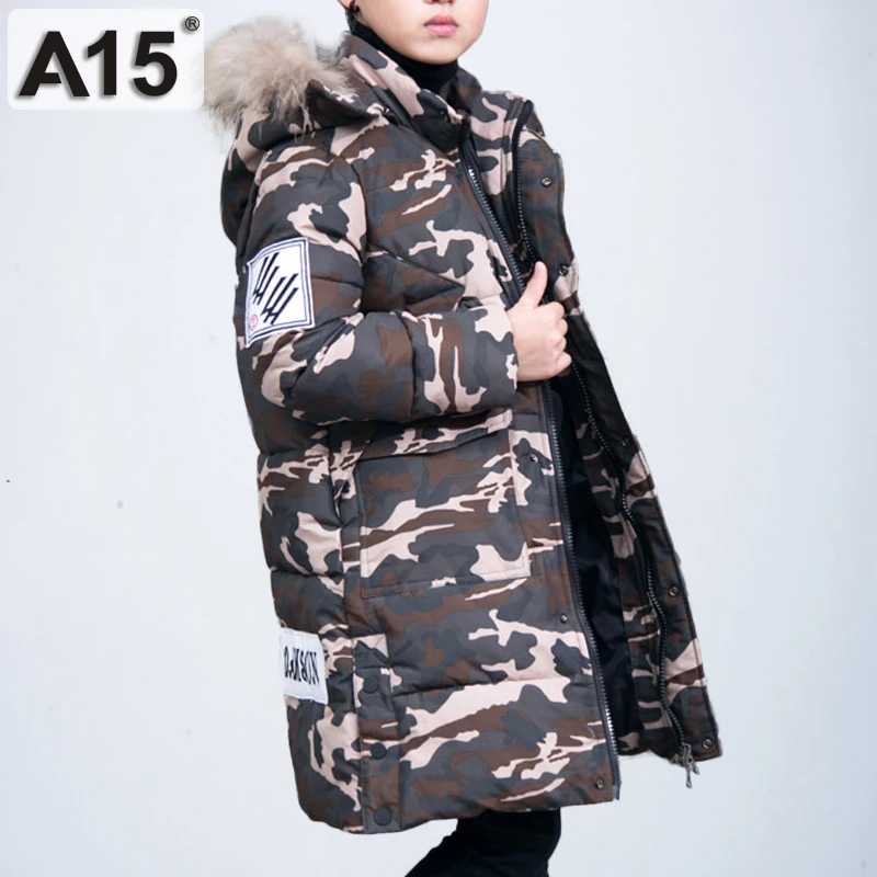 

Children Winter Jackets for Boys Teenagers Kids Cotton Parkas Long Down Coat 2018 Warm Camouflage Outerwear Clothes 8 10 12 Year