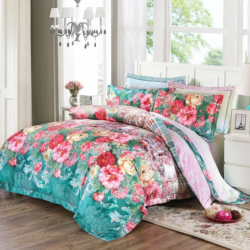 

Flower jacquard duvet cover sets king queen size Bohemia bedclothes bed set 4pcs Princess bedding bed sheet pillowcase cotton
