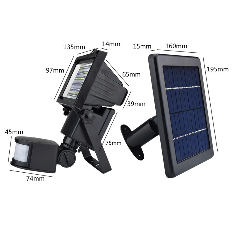 Solar garden wall lamp outdoor waterproof split energy saving lamp 60LED home sensor street lamp 4
