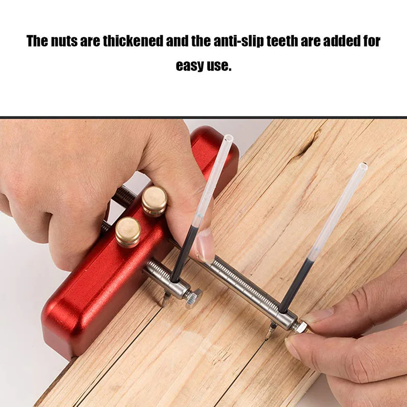 

Woodworking Marker Double-head Scriber Handheld Portable Aluminum Alloy Marking Gauge TN88