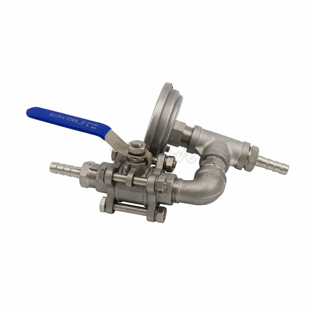 Stainless Steel Ball Valve Hose Barb&Hex Nipple 12In-line Thermometer & 3pc Ball Valve Counterflow Wort Chiller Homebrew Beer (2)