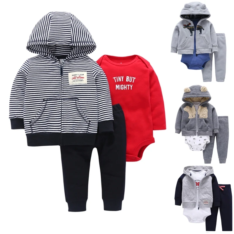

FREE SHIPPING New Bebes Boy 3 pcs Clothing Set (Animal Hooded Coat+Long Sleeve Bodysuit+Long Pants) 6 to 24 Months Baby