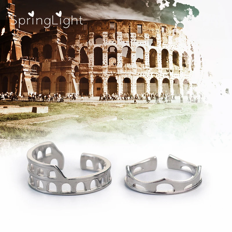 

SpringLight Real 925 Sterling Silver Handmade Design Fine Jewelry Roman Holiday Castle Couple Rings for Women Crown Ring Bijoux