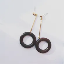 Exaggerated restoring ancient ways temperament of round wood long Ms earrings pendants 2016 free shipping direct manufacturers