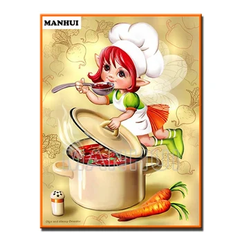 

New DIY diamond embroidery girl cooking diamond painting cross stitch rhinestone mosaic home decoration gift MH548